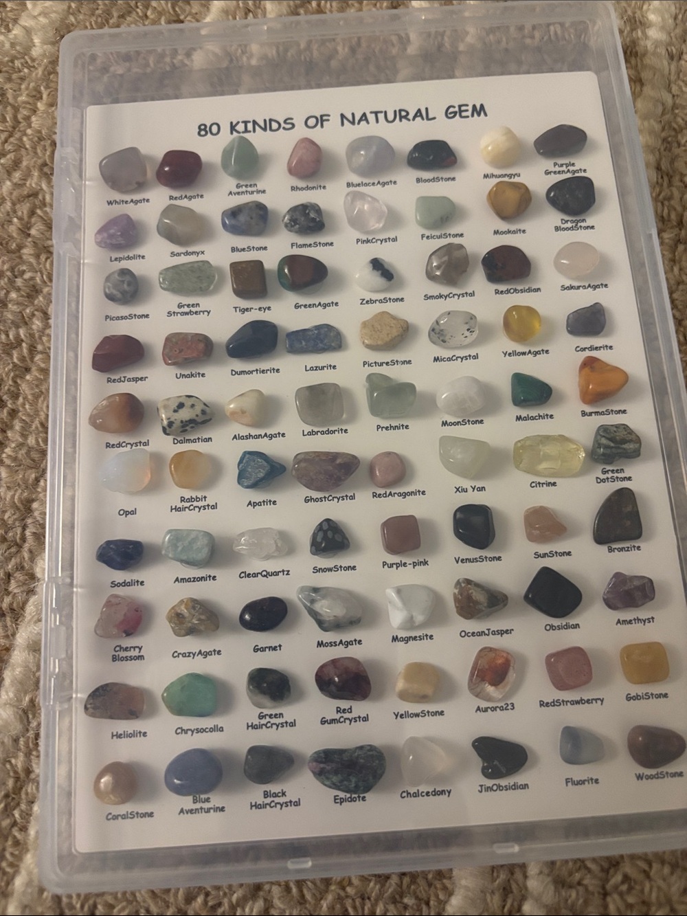 80 Kinds of Natural Gemstone Display Set - Assorted Colors